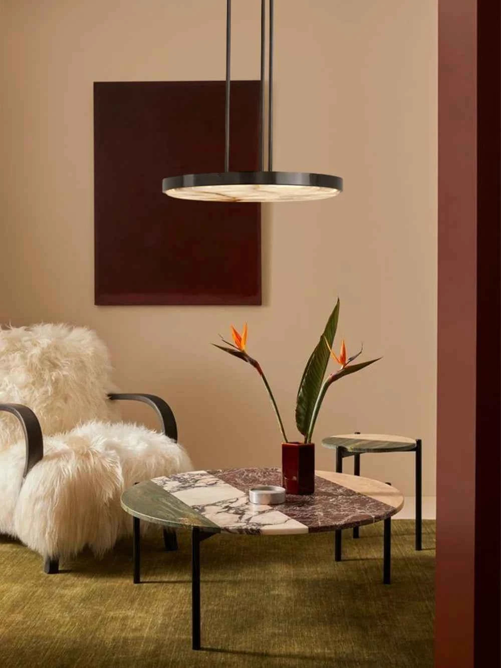 Round 20-80cm Marble Chandelier Alabaster Ceiling/Pendant Light