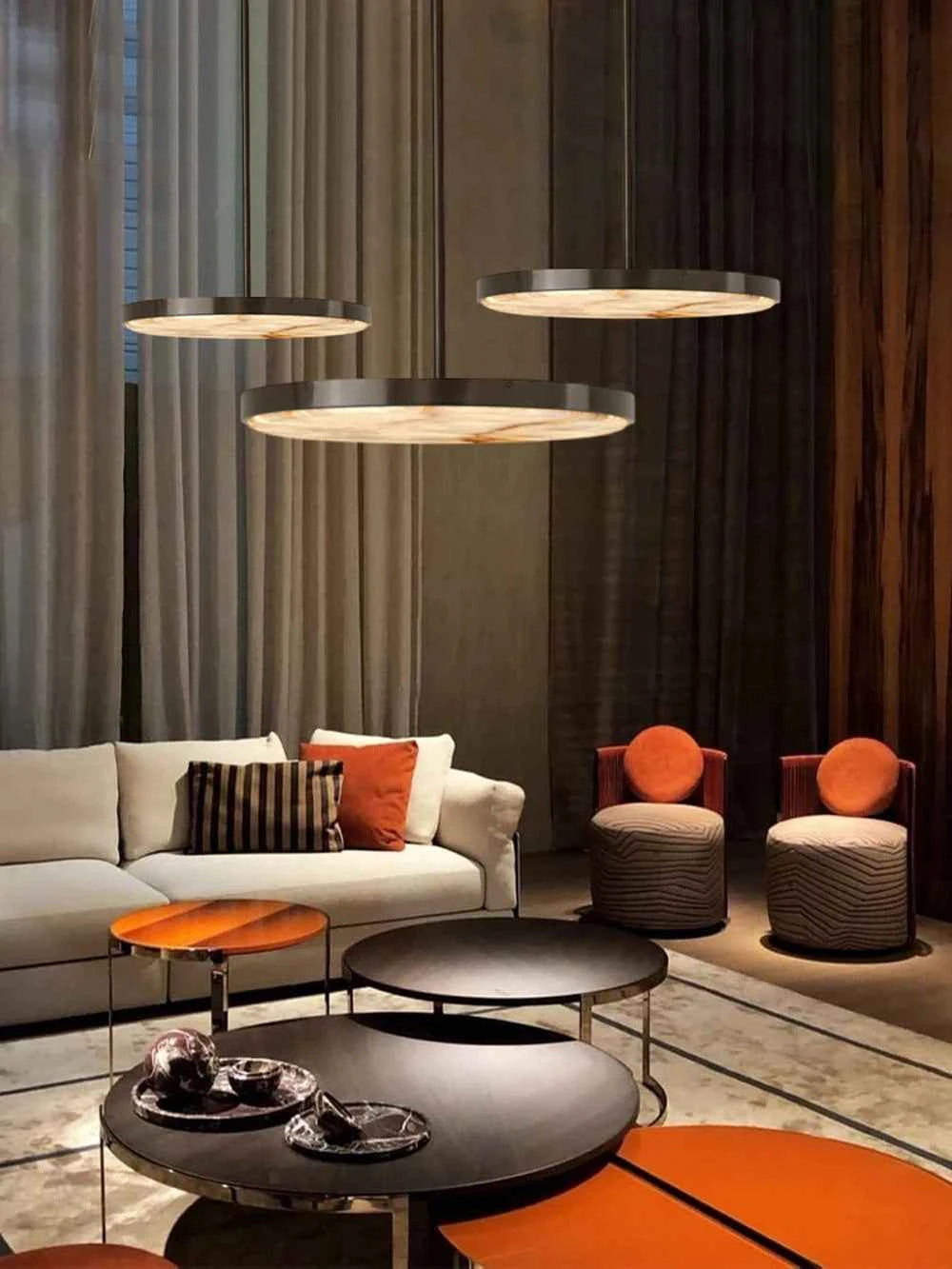 Round 20-80cm Marble Chandelier Alabaster Ceiling/Pendant Light