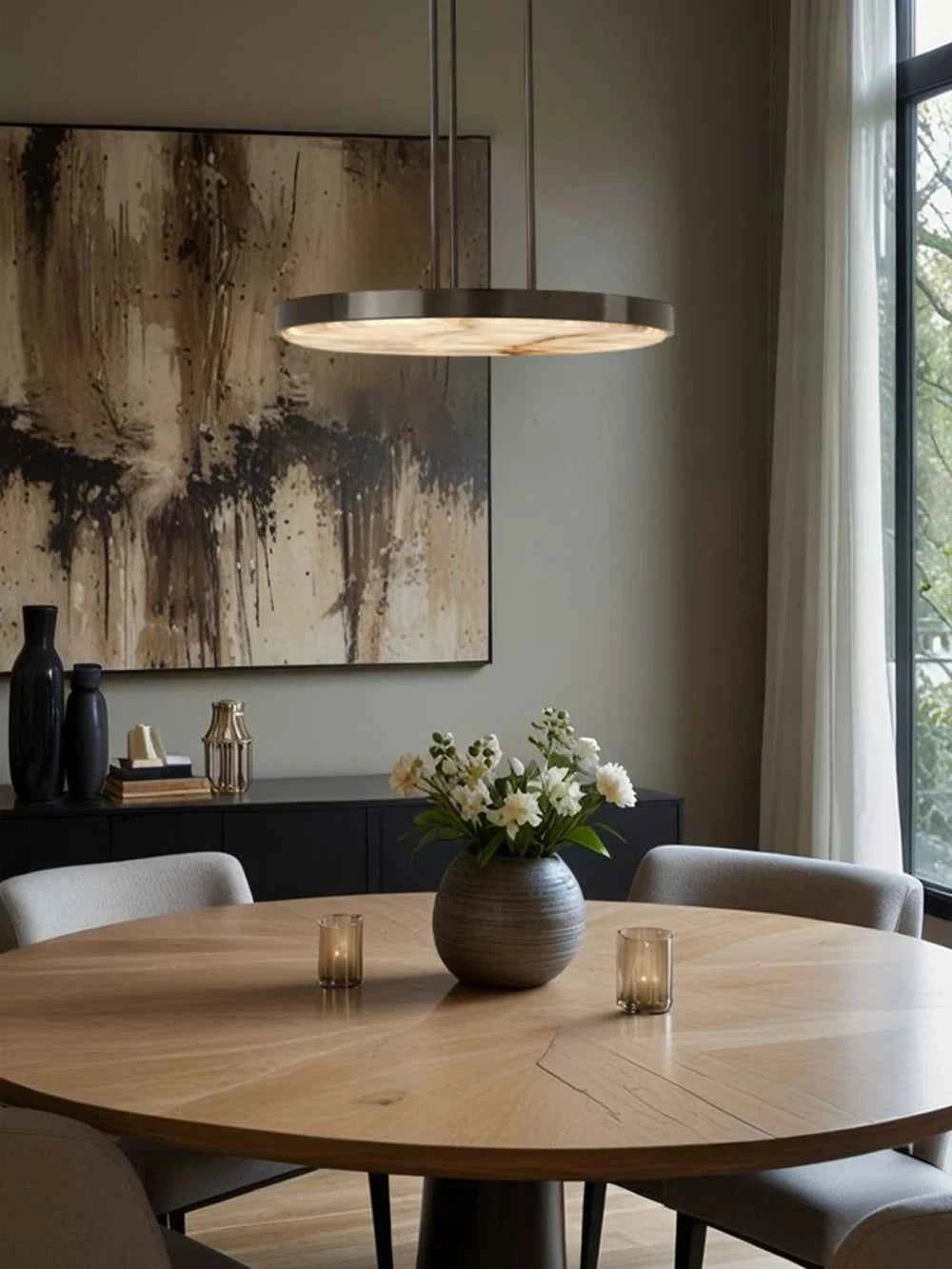 Round 20-80cm Marble Chandelier Alabaster Ceiling/Pendant Light