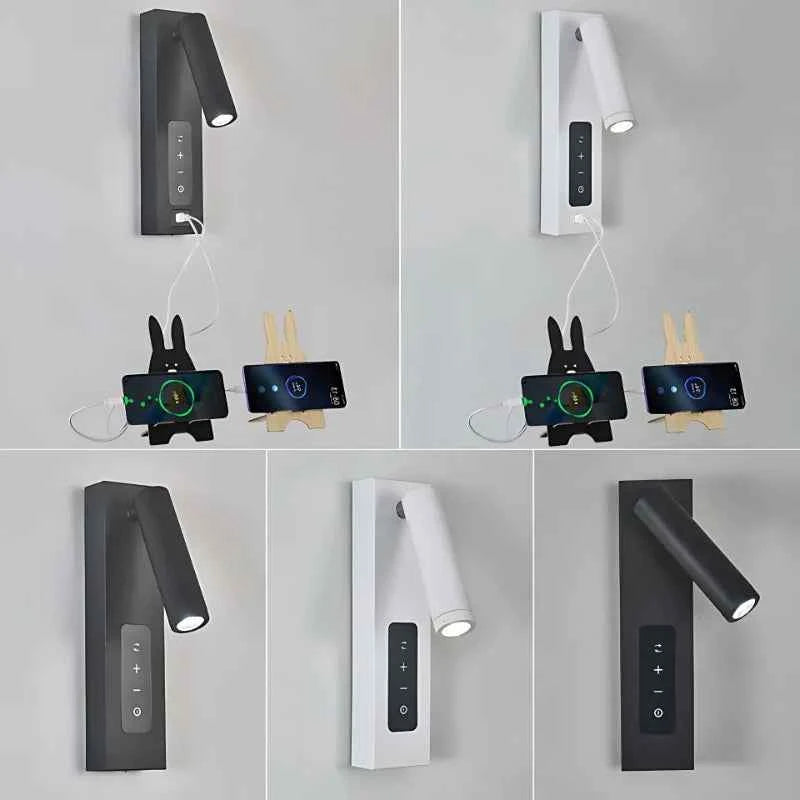 Veluxo LED Bedside Reading Wall Light with USB Charging